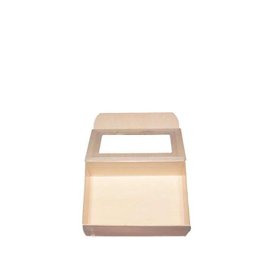 Boxes, Small 4 x 6 x 2 Inch, Palm Leaf, Natural, Collapsible, with Window Lid,6 - 50 COUNT