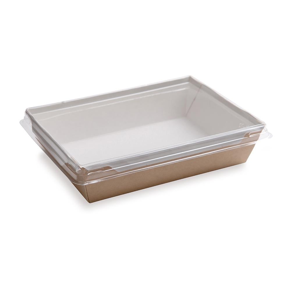 Containers, Food, 34 Ounce, Paper, Craft, Rectangular, 7.5 x 5.5 x 1.75 Inch, with Clear Click Lock Lid,1 - 50 COUNT