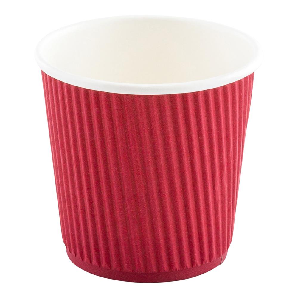 Cups, Hot, 4 Ounce, Paper, Crimson, Ripple Wall,1 - 25 COUNT