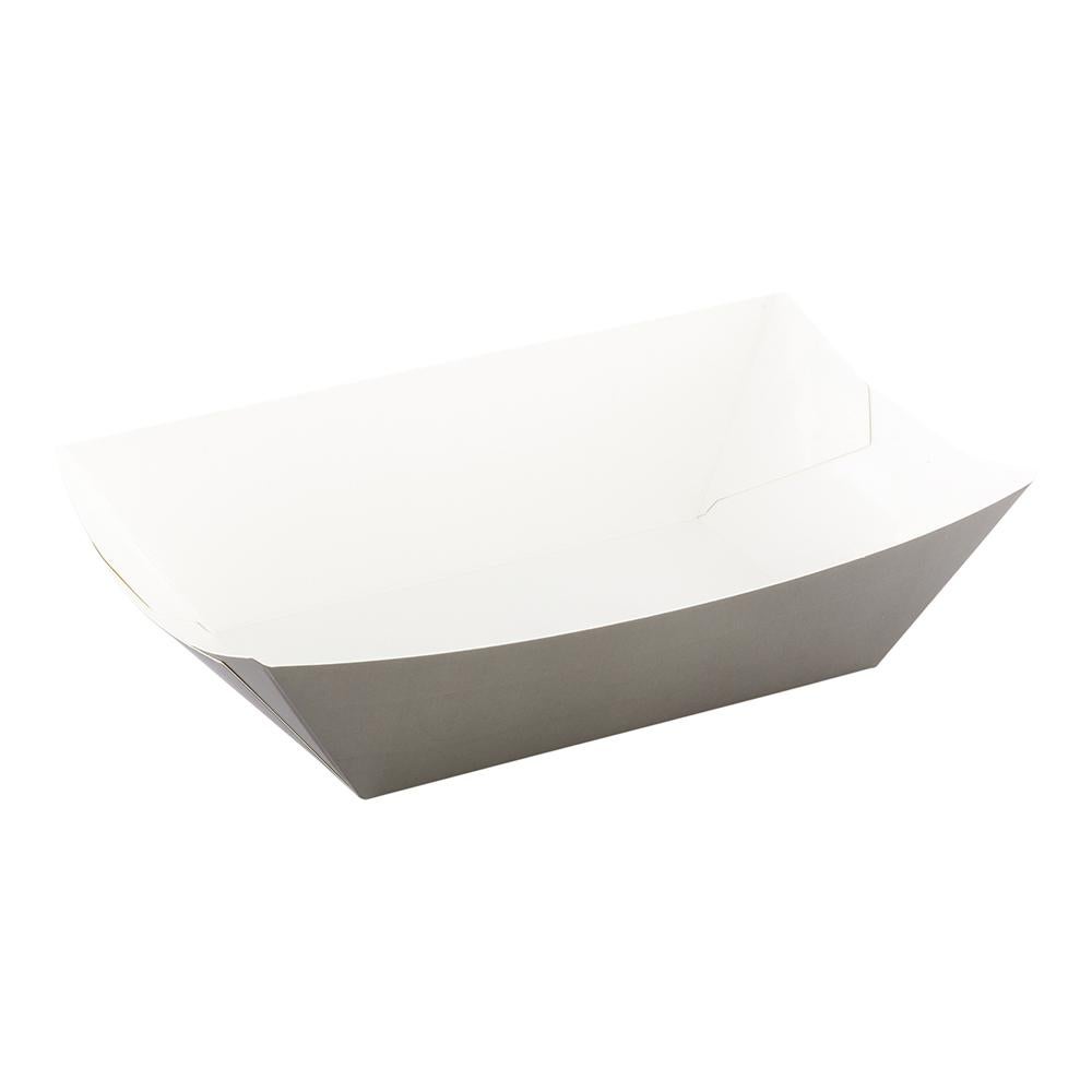 Trays, Food, 5.50 x 3.50 x 2 Inch, Paper, Gray, Boat,1 - 50 COUNT