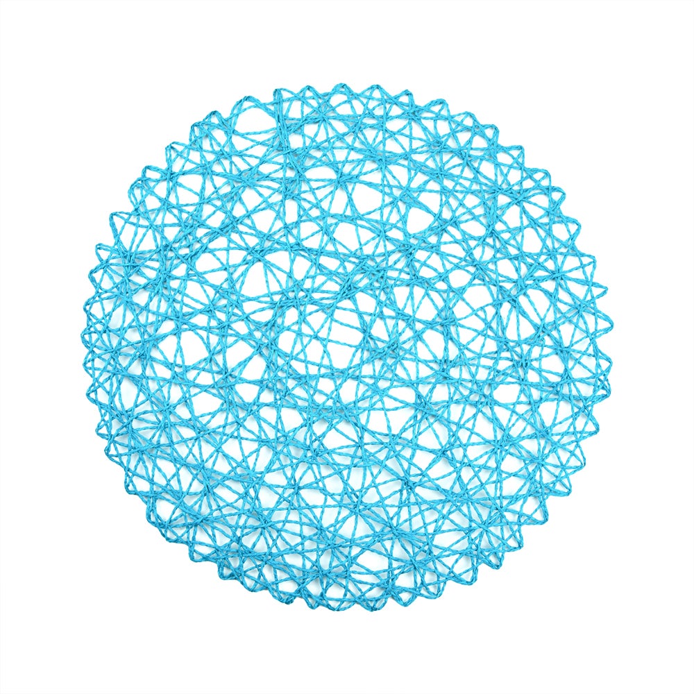 Placemats, 15 Inch, Paper, Cerulean, Round, Spinweave,1 - 6 COUNT