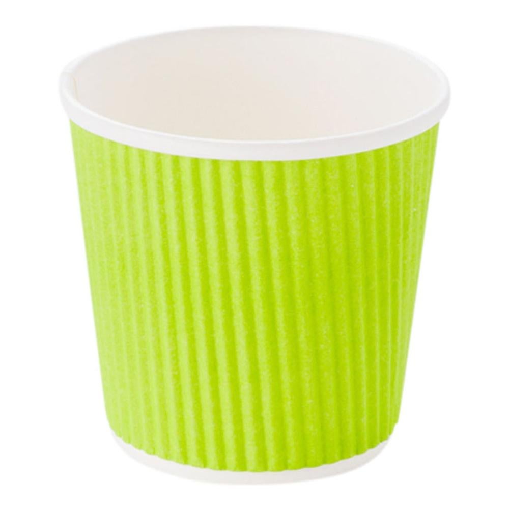 Cups, Hot, 4 Ounce, Paper, Green, Ripple Wall,1 - 25 COUNT