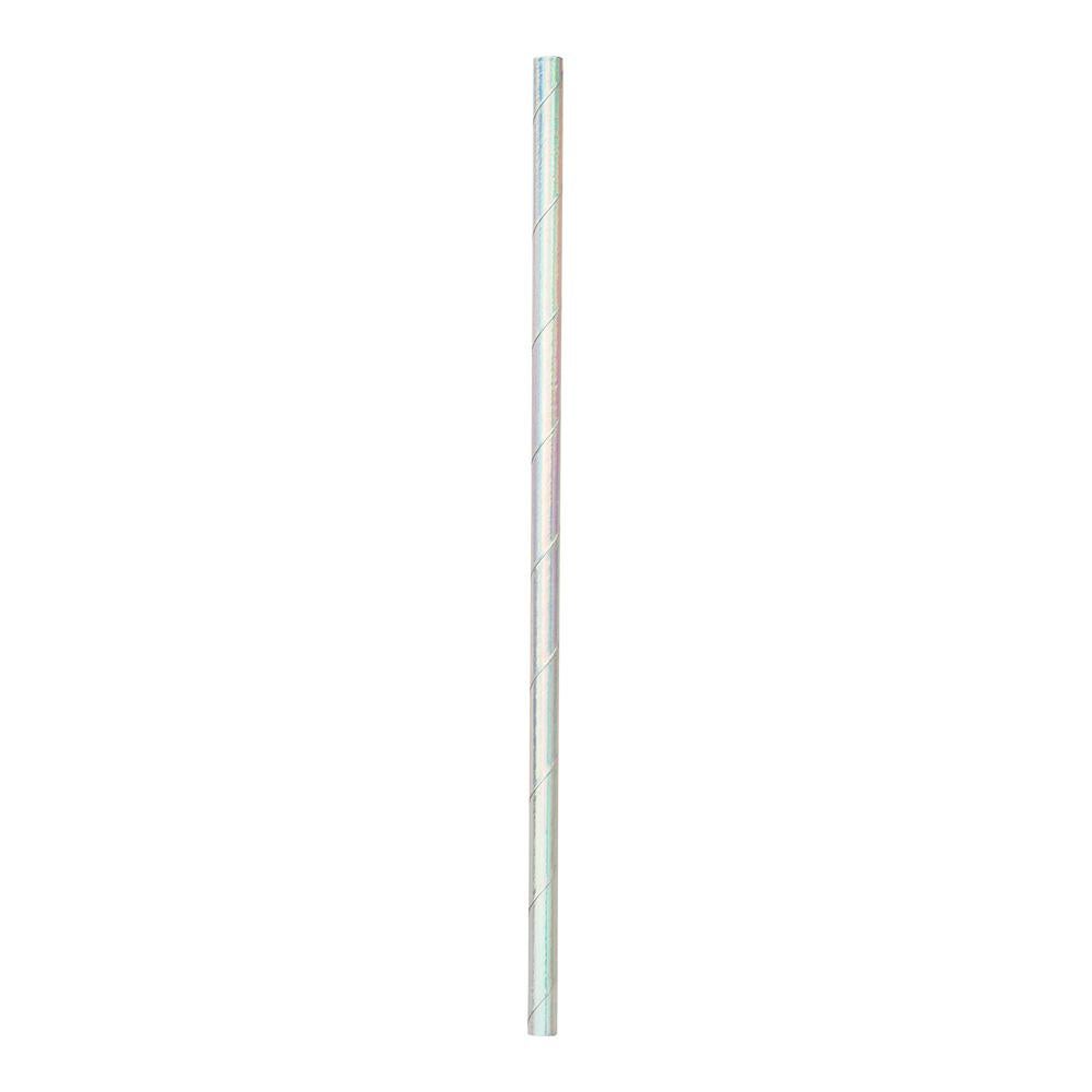 Straws, 7.75 Inch, Paper, Metallic Ice Blue, Biodegradable,1 - 25 COUNT