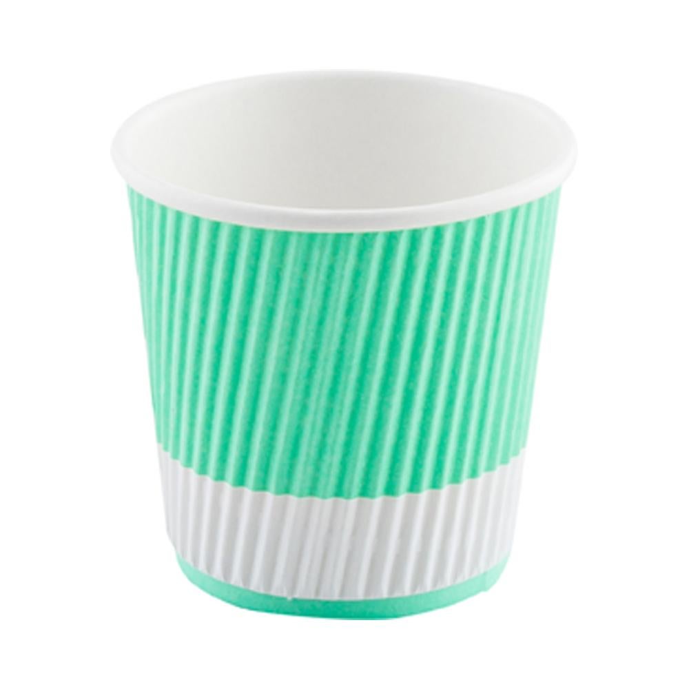 Cups, Hot, 4 Ounce, Paper, Light Green, Ripple Wall,1 - 25 COUNT
