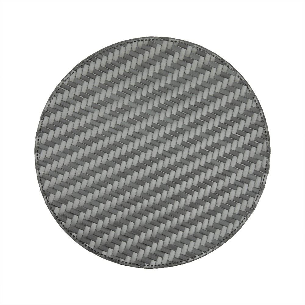 Placemats, 15 Inch, Metallic Gray, Round, Woven,1 - 6 COUNT