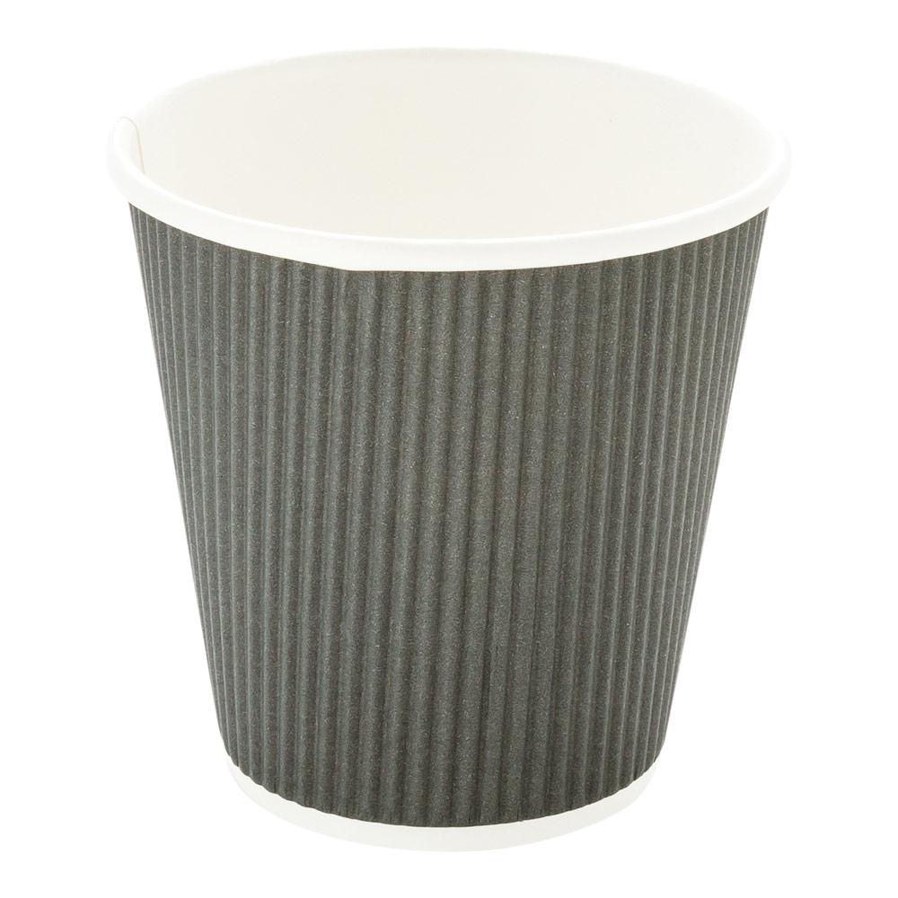 Cups, Hot, 8 Ounce, Paper, Gray, Ripple Wall,1 - 25 COUNT