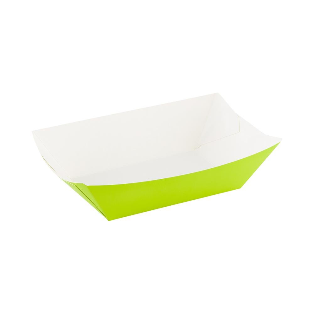 Trays, Food, 3.25 x 2 x 1.50 Inch, Paper, Green, Boat,1 - 50 COUNT