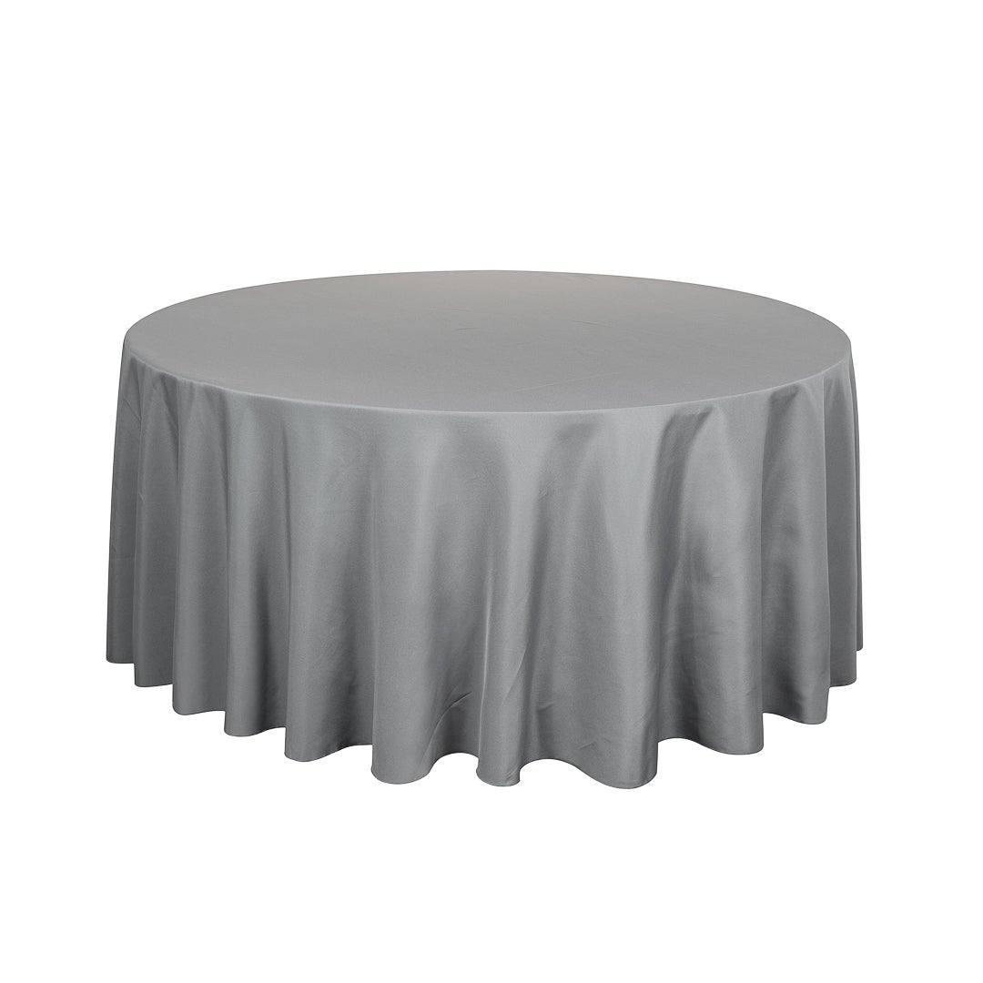 Table Covers, 120 Inch, Polyester, Gray, Round, Hemmed,1 - 10 COUNT