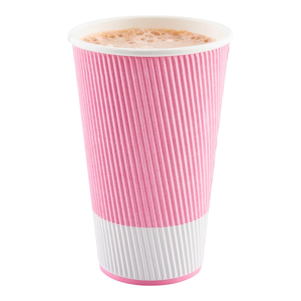 Cups, Hot, 20 Ounce, Paper, Light Pink, Ripple Wall,1 - 10 COUNT