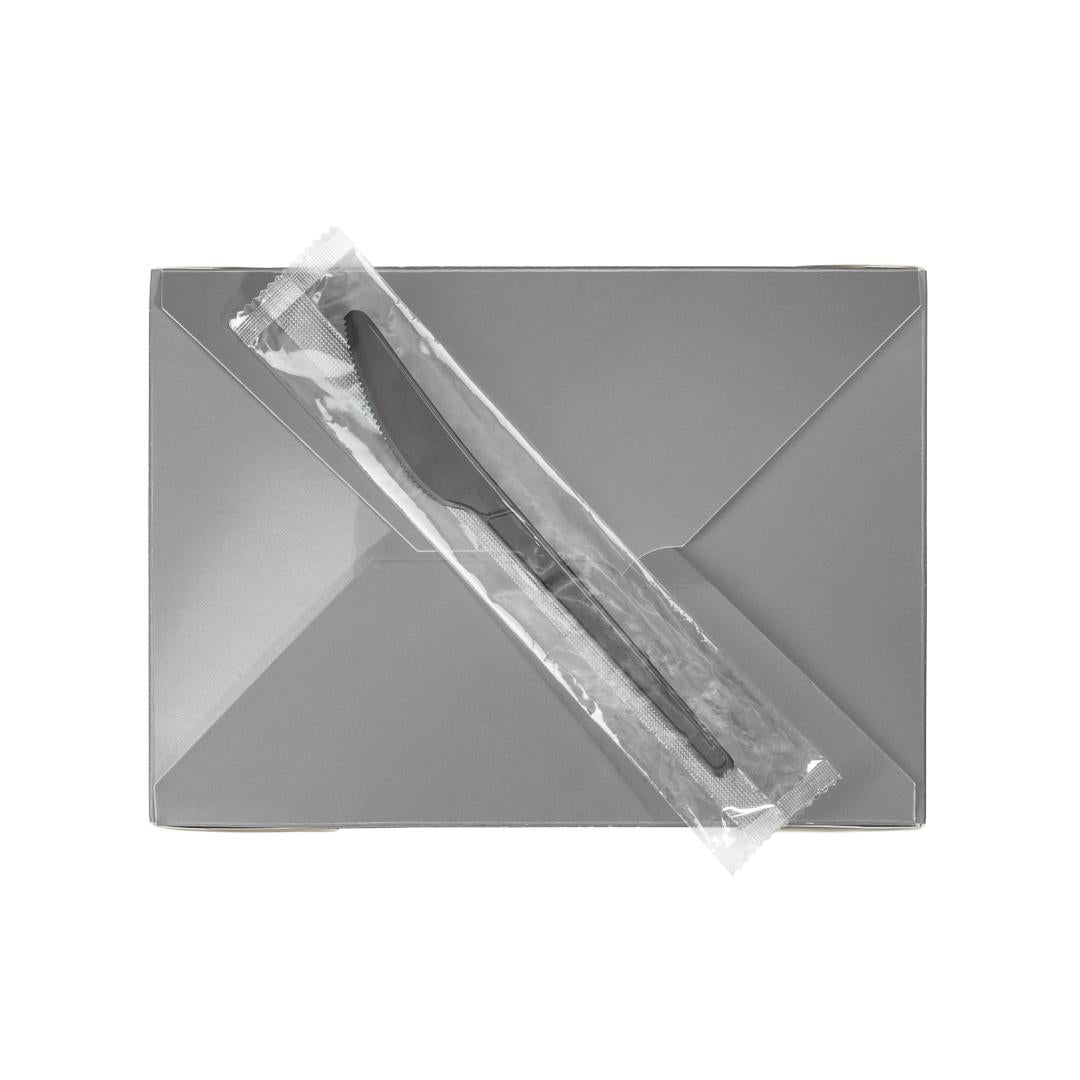 Knives, Plastic, Black, 6.5 Inch, Individually Wrapped, Compostable PLA,1 - 50 COUNT