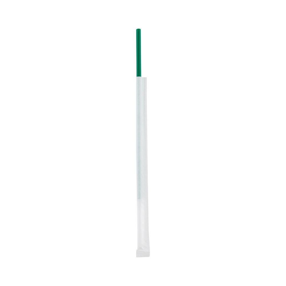 Straws, 8.25 Inch, Plastic, Green, Wrapped, Compostable,1 - 100 COUNT