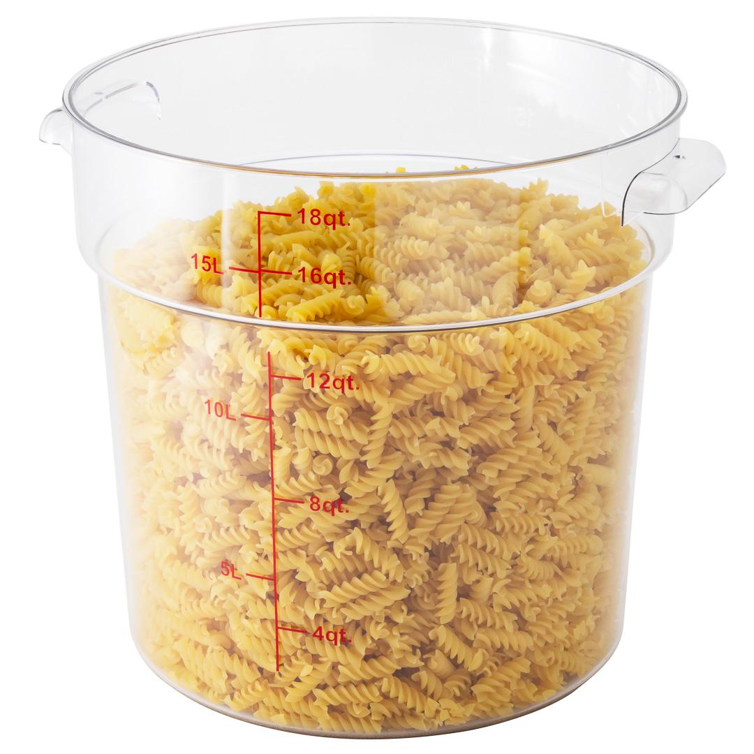 Container, Food Storage, 18 Quart, Round, Clear with Red Volume Markers, Plastic,1 - 1 EACH