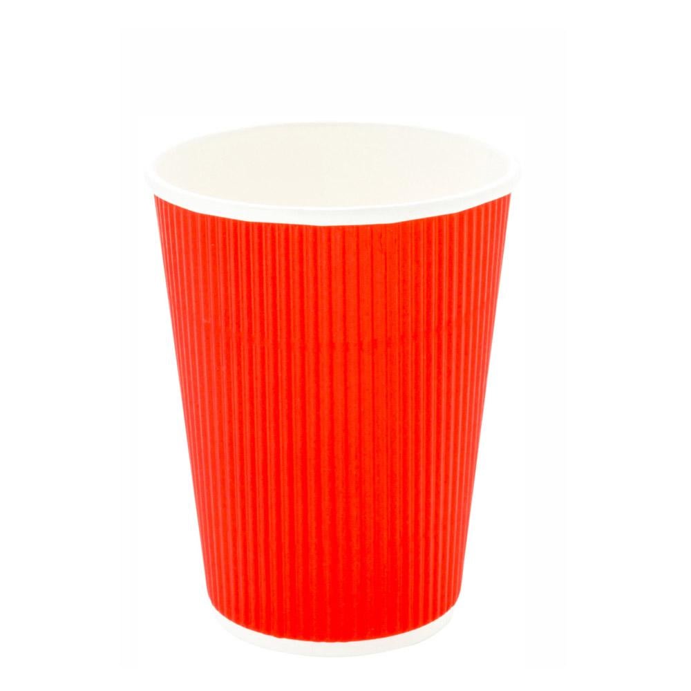 Cups, Hot, 12 Ounce, Paper, Red, Ripple Wall,1 - 25 COUNT