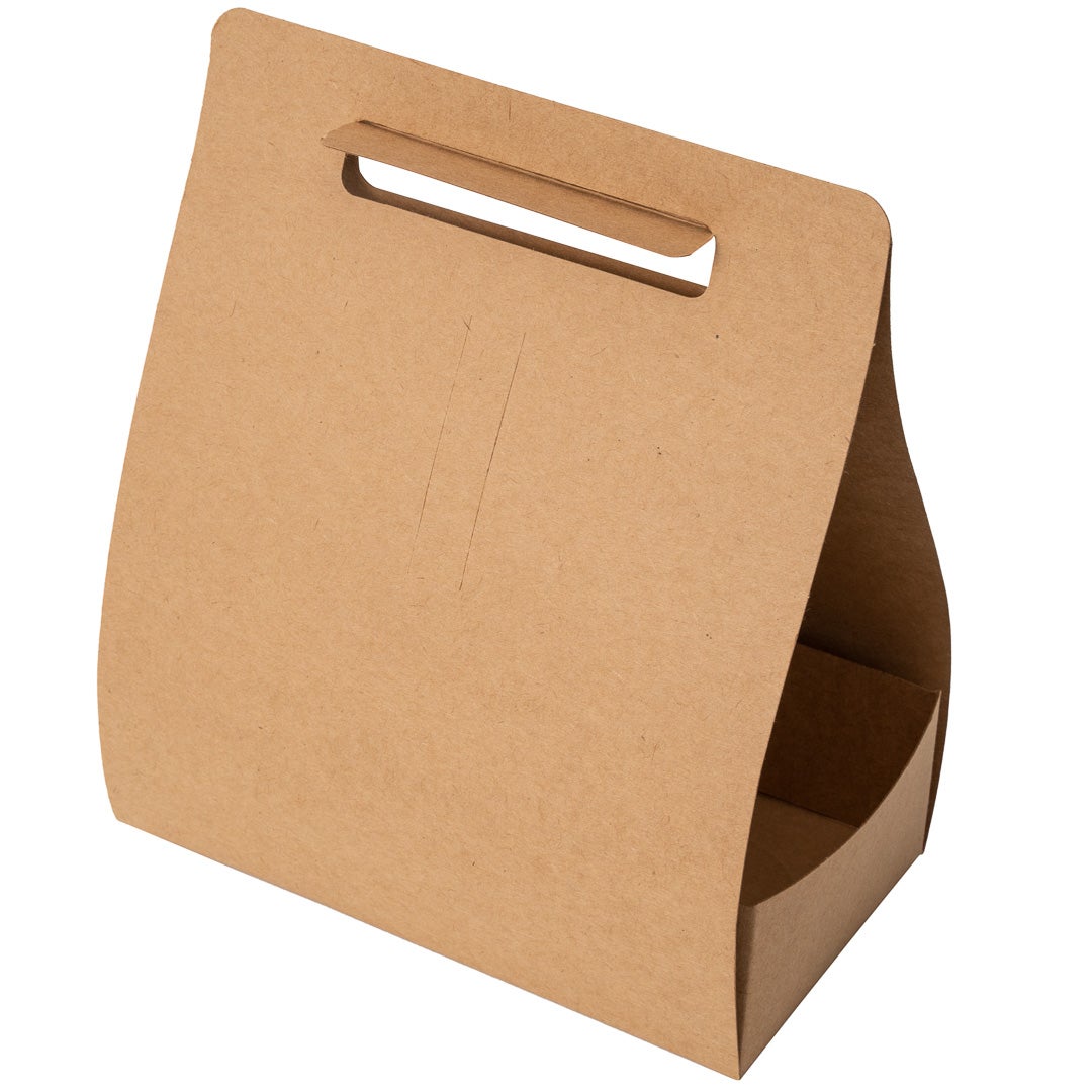 Carriers, Lunch & Beverage, Bio Tek, Paper, Kraft, 8.75 x 4.25 x 8 Inch, with Handle,1 - 100 COUNT