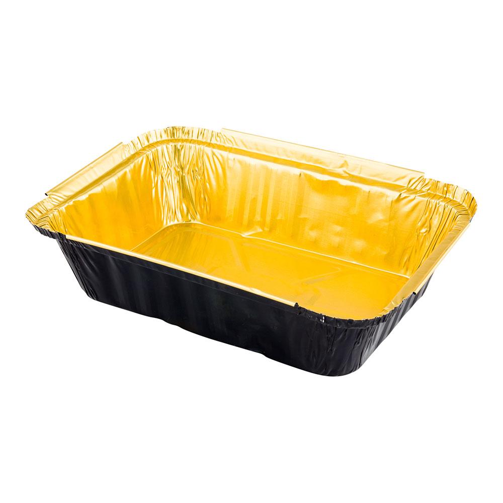 Containers, Take-Out, 16 Ounce, 7.25 x 5.25 x 2 Inch, Black & Gold, with Polka Dot Paper Lid,1 - 50 COUNT