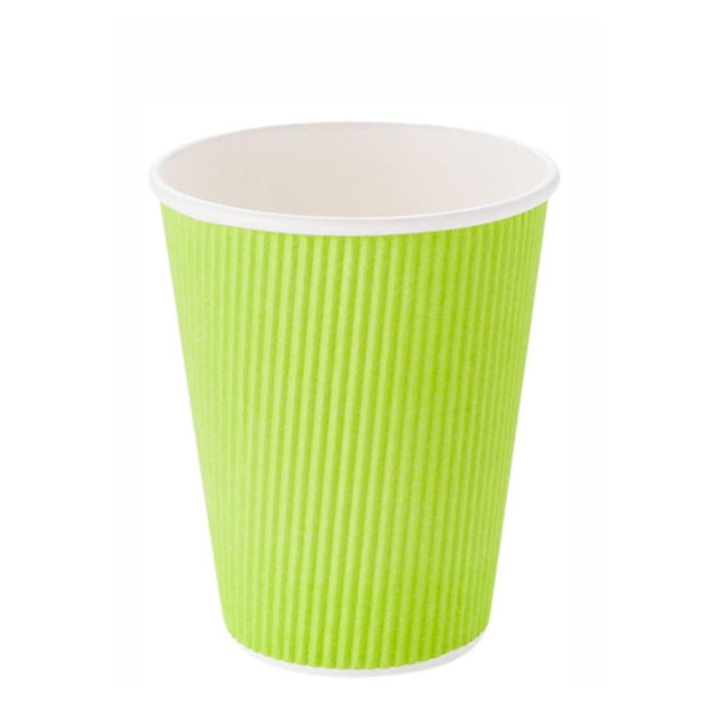 Cups, Hot, 12 Ounce, Paper, Green, Ripple Wall,1 - 25 COUNT
