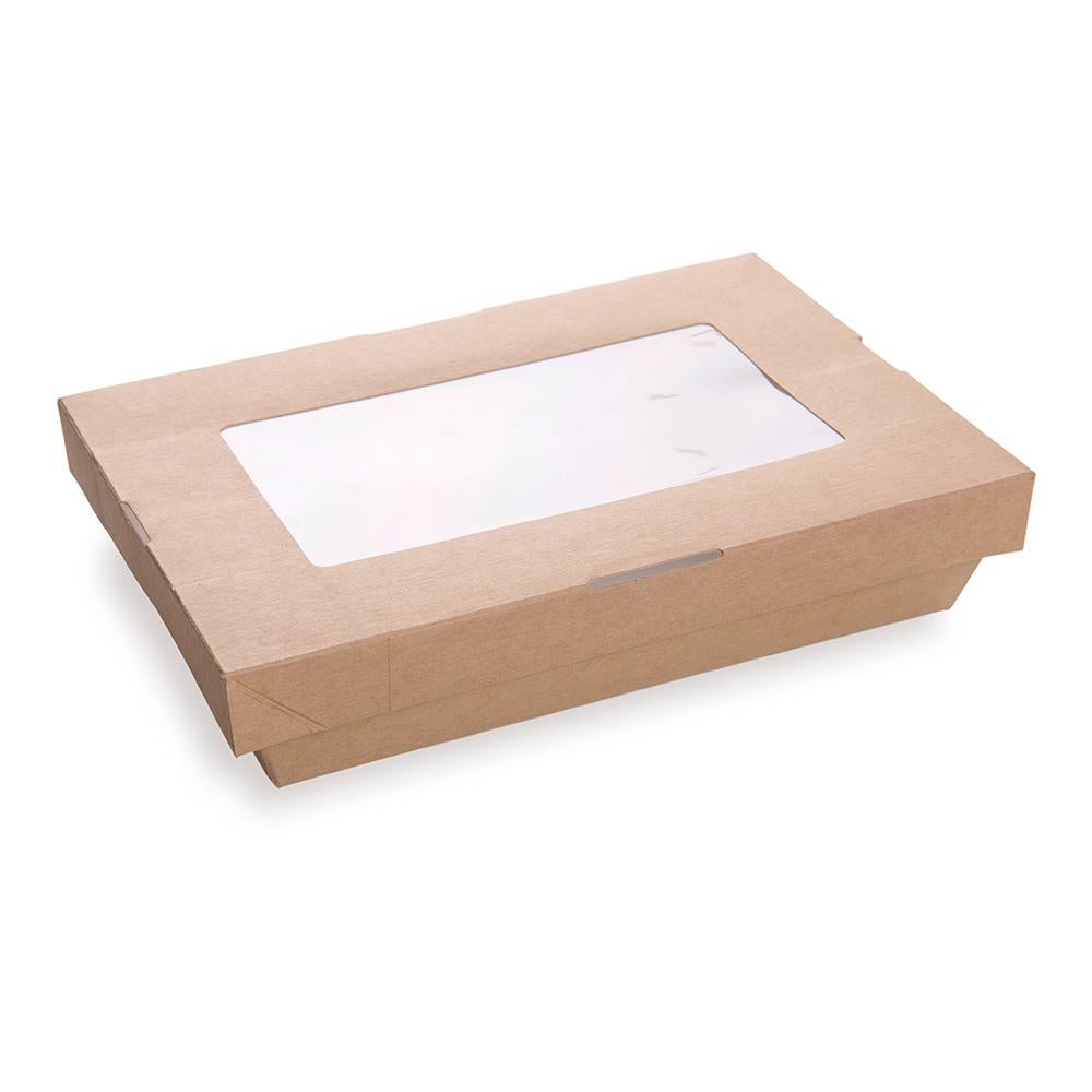 Containers, Take-Out, Cafe Vision 34 Ounce, Paper, Kraft, 8.50 x 5.25 x 1.50 Inch, Large, Rectangular,25 - 1 EACH