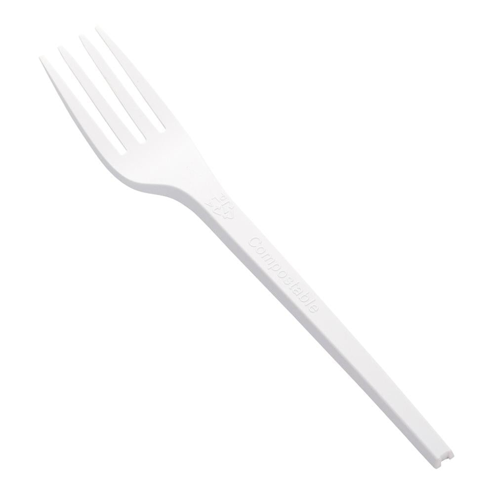 Forks, Plastic, White, 6.5 Inch, Compostable PLA,1 - 50 COUNT