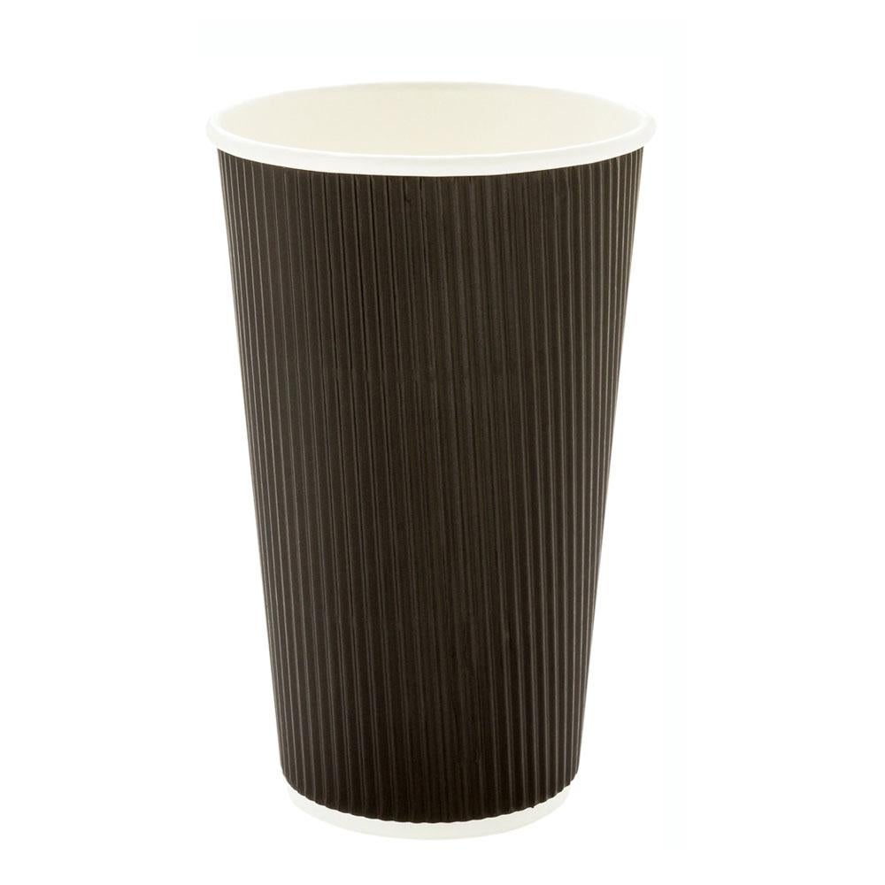 Cups, Hot, 16 Ounce, Paper, Black, Ripple Wall,1 - 25 COUNT