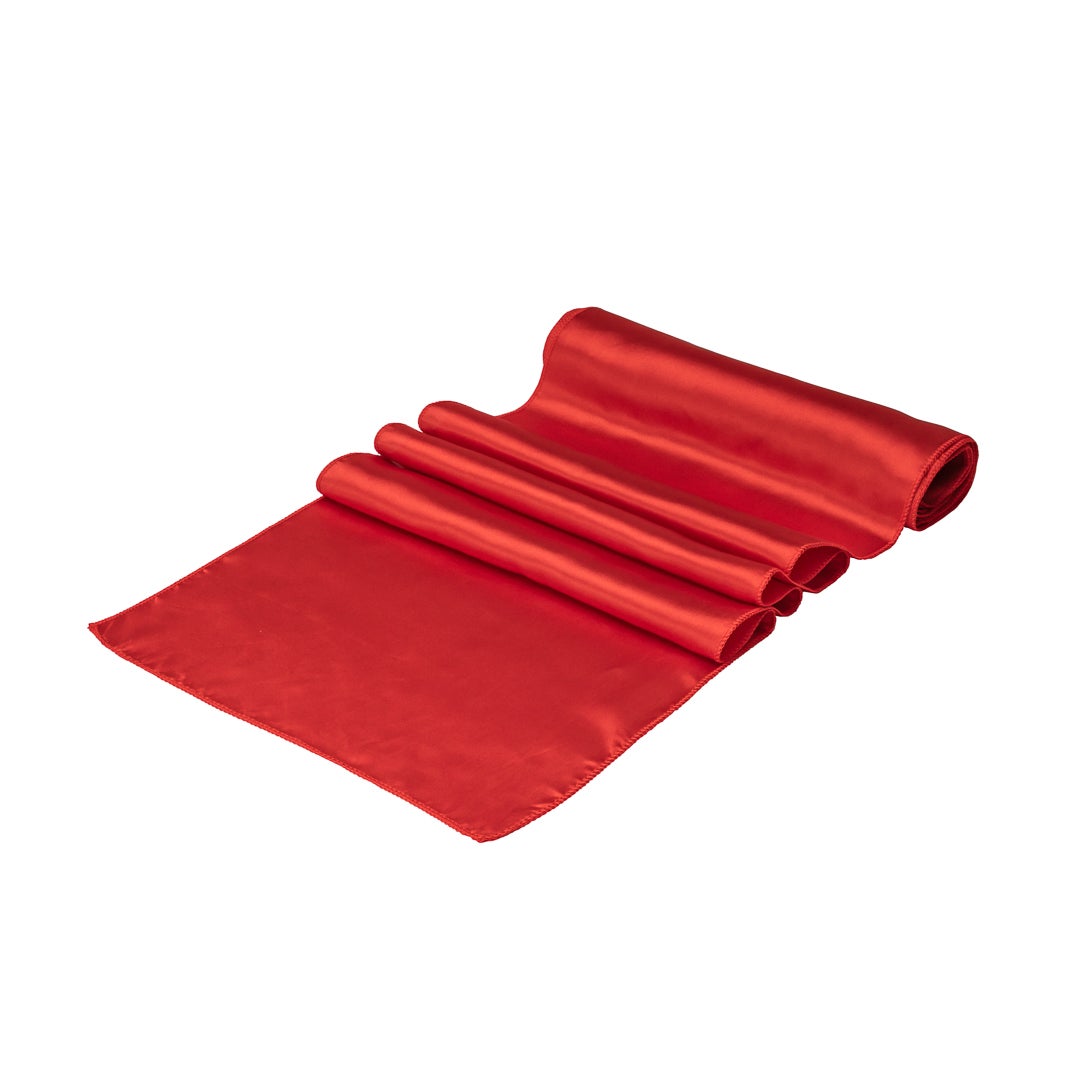 Table Runners, 12 x 108 Inch, Satin, Red,1 - 10 COUNT