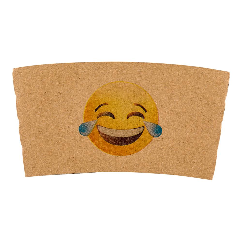 Sleeve, Coffee, Paper, Kraft with Crying Laughing Emoji, for 12/16/20 Oz Cups,1 - 50 COUNT