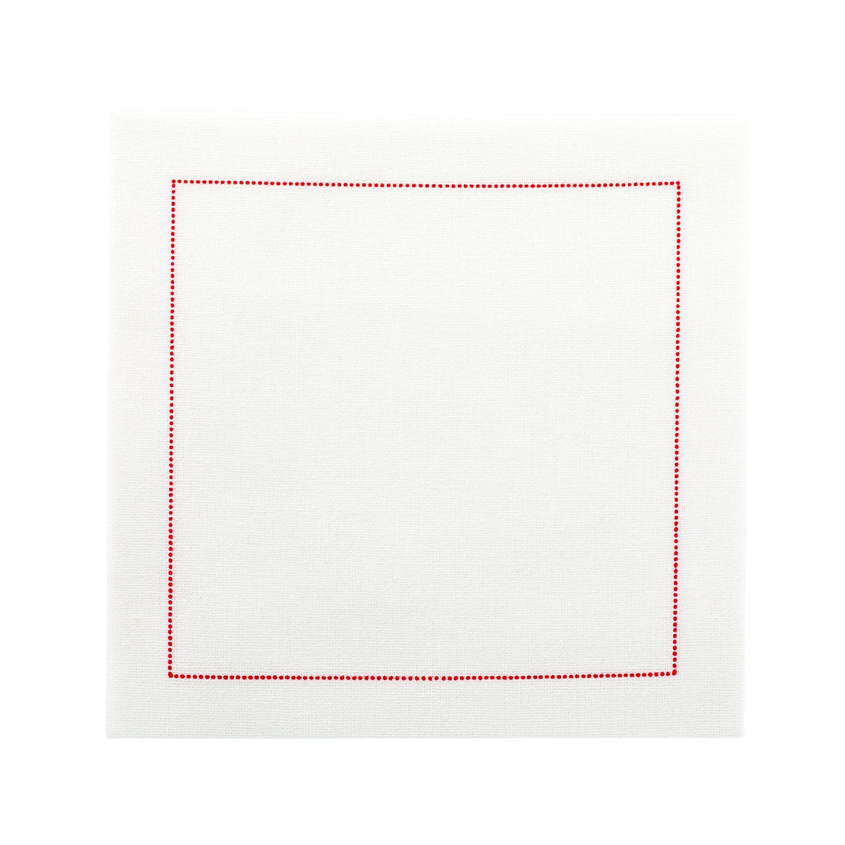 Napkins, Cocktail, White with Red Stitch, 4.5 x 4.5 Inch,1 - 50 COUNT