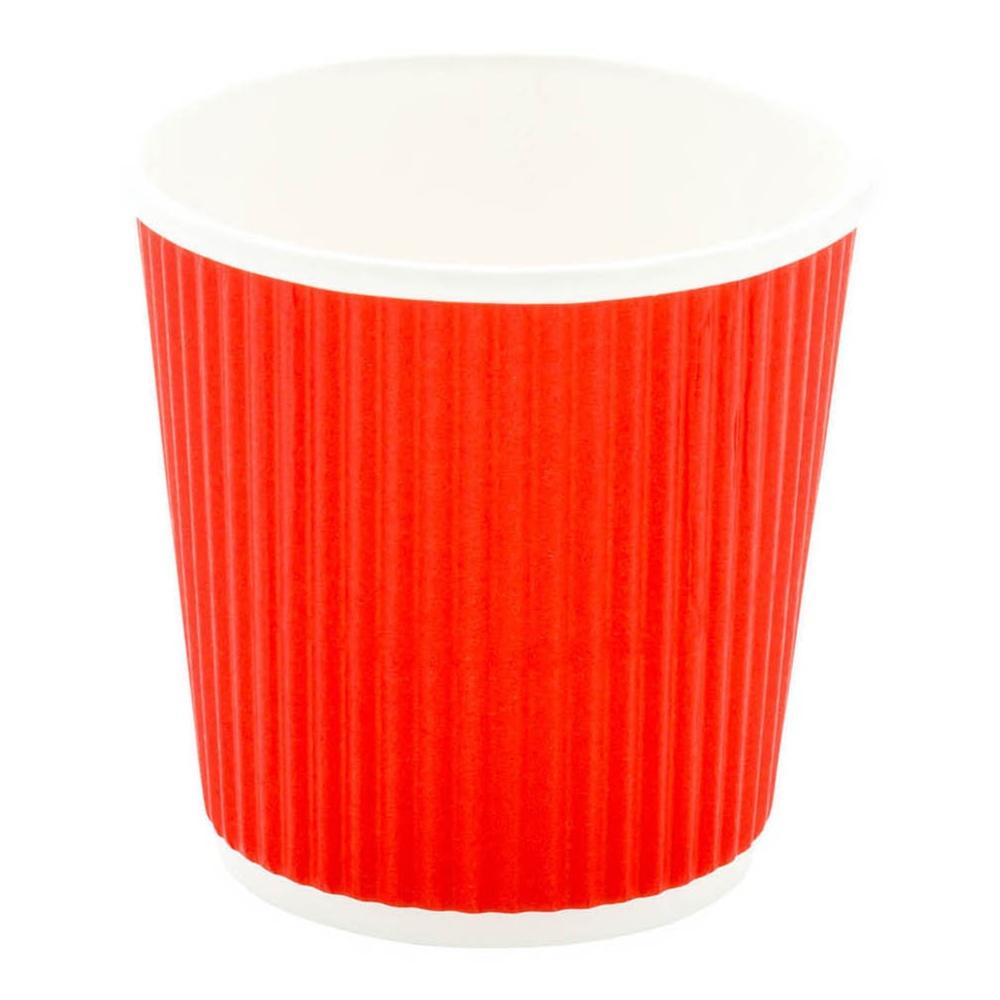 Cups, Hot, 4 Ounce, Paper, Red, Ripple Wall,1 - 25 COUNT