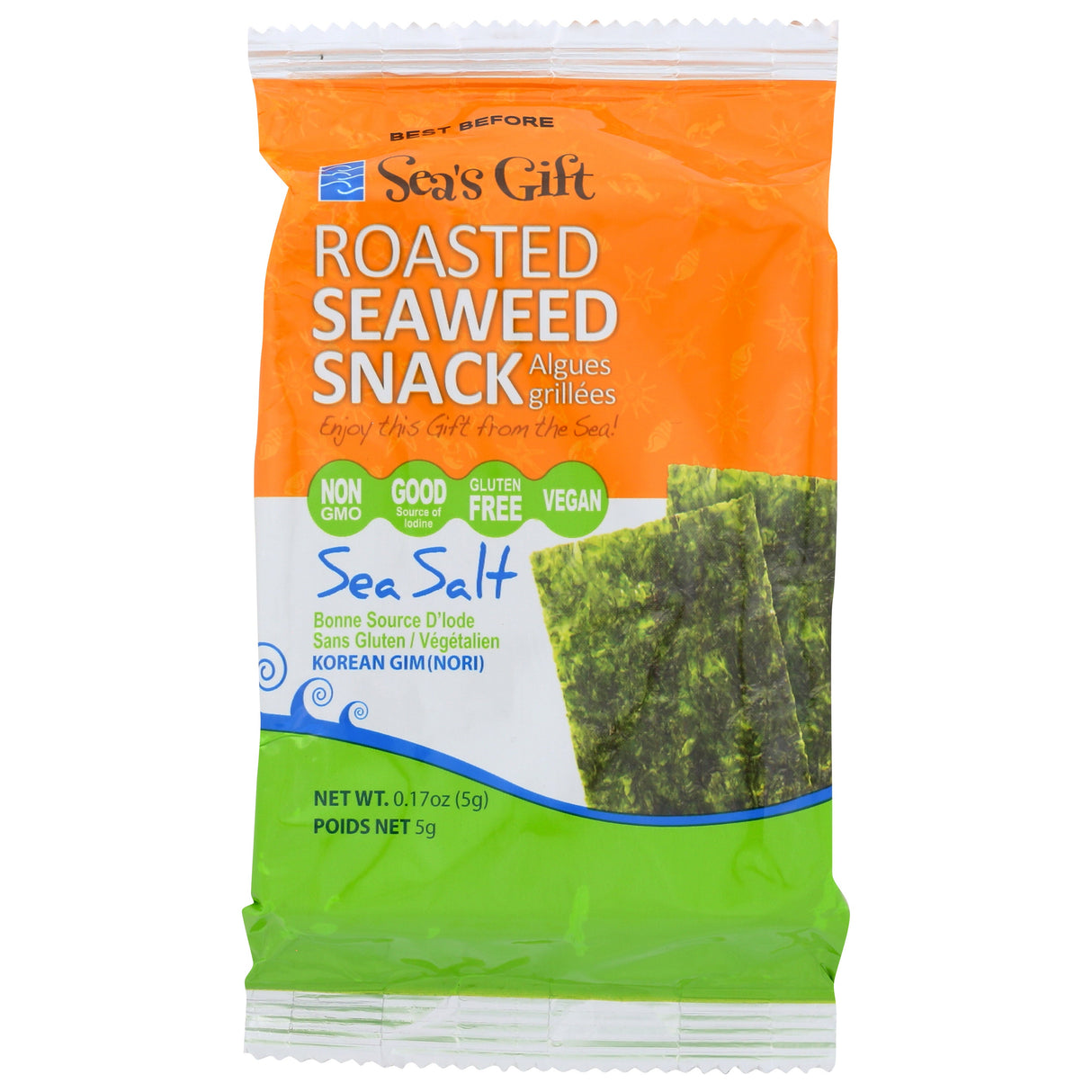 Snacks, Roasted Seaweed, Sea Salt,12 - 0.17 OUNCE