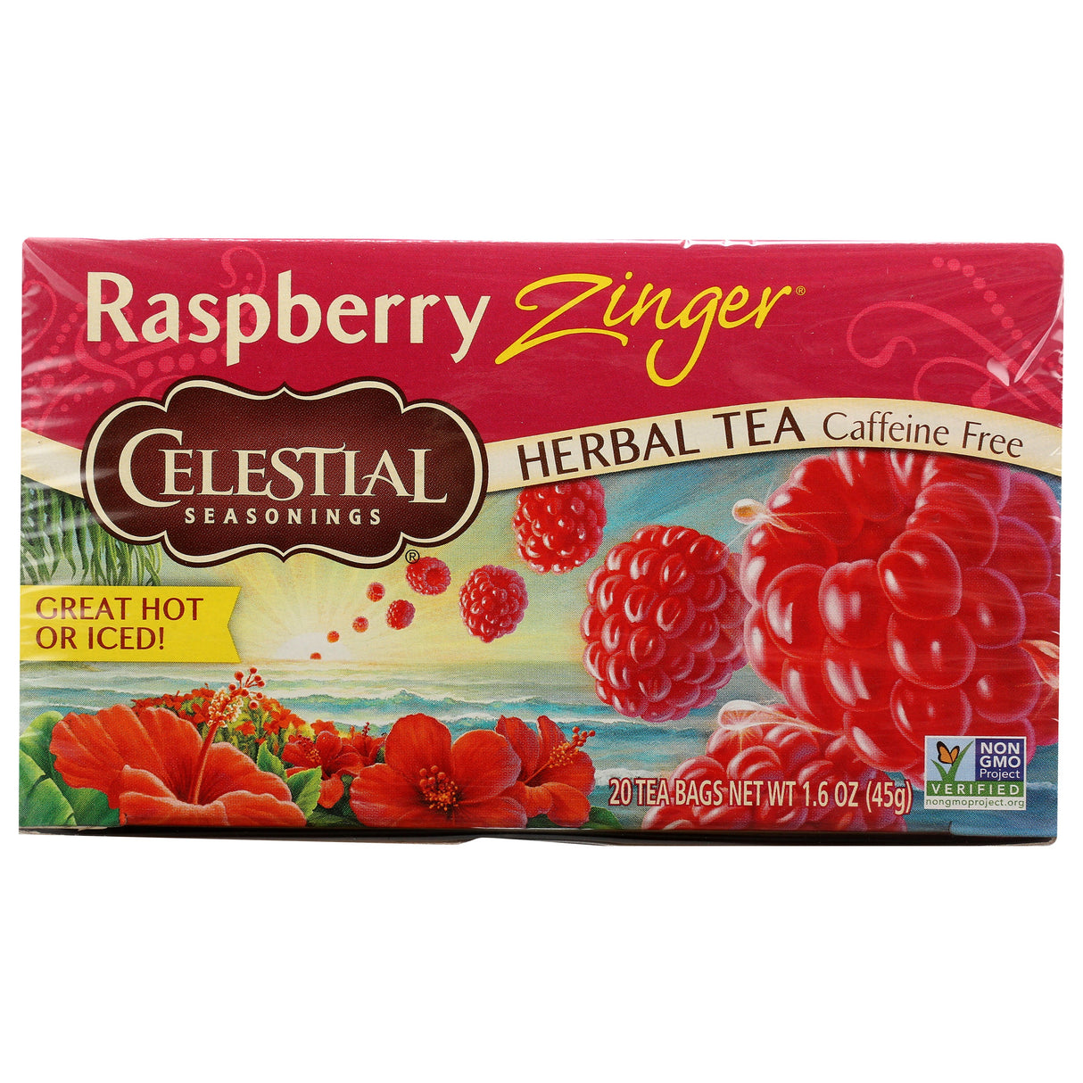 Tea, Herbal, Raspberry Zinger, Individually Wrapped with String,6 - 20 COUNT