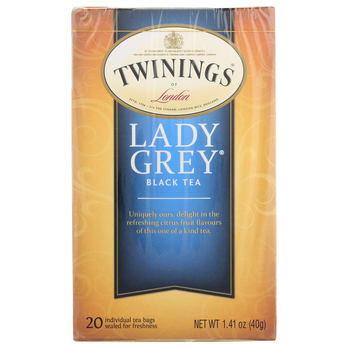 Tea, Black, Lady Grey, Individually Wrapped with String,6 - 20 COUNT