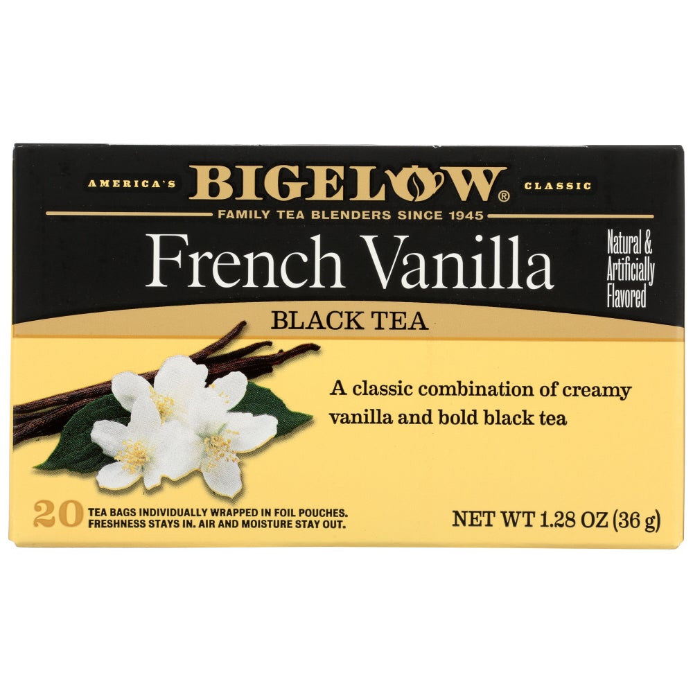 Tea, Black, French Vanilla, Individually Wrapped with String,6 - 20 COUNT