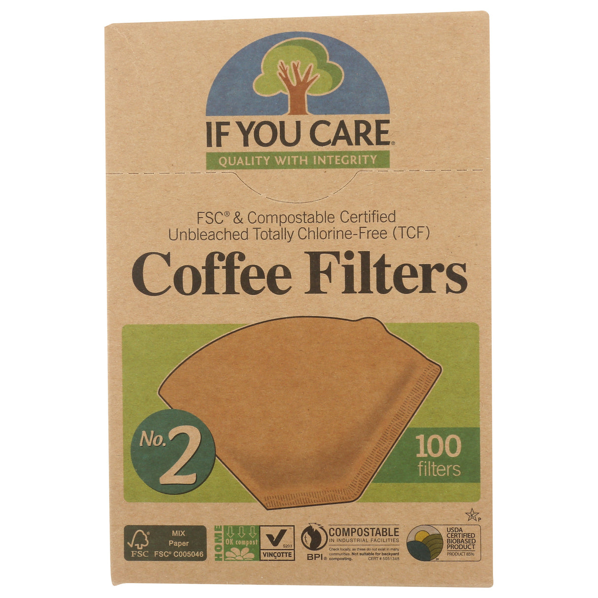 Filter, Coffee, Number 2, Unbleached, Compostable,12 - 100 COUNT