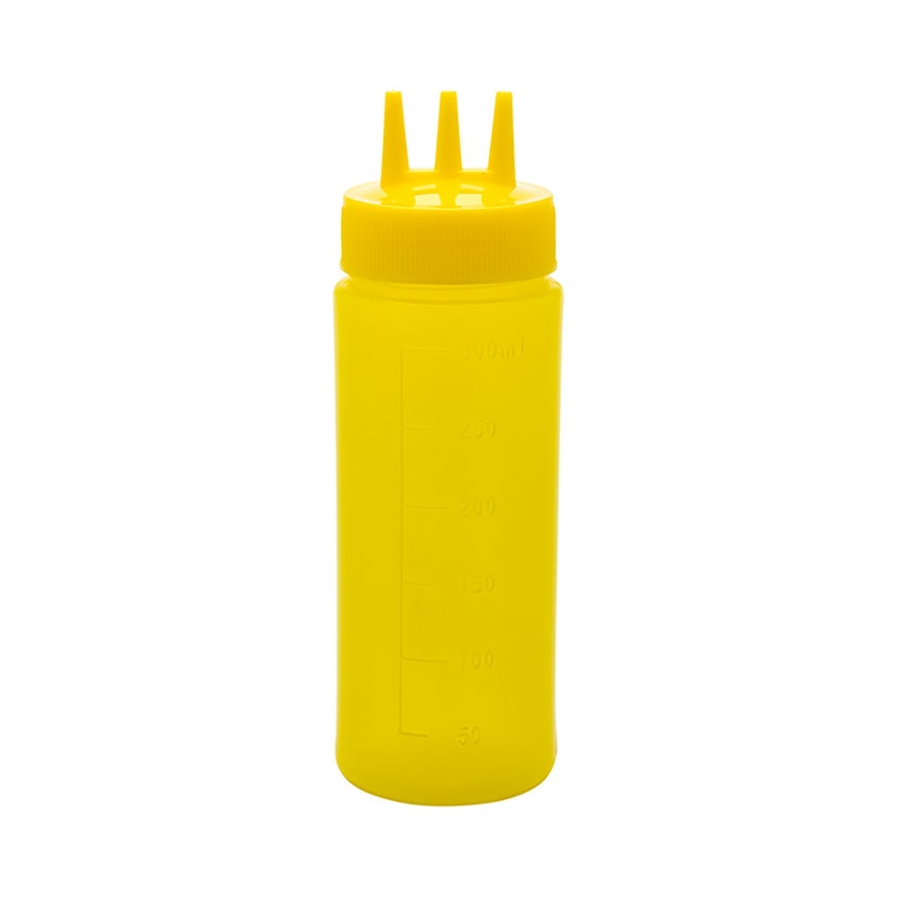 Bottles, Squeeze, 12 Ounce, Yellow, Plastic, with Triple Dispersion Tip,1 - 6 COUNT