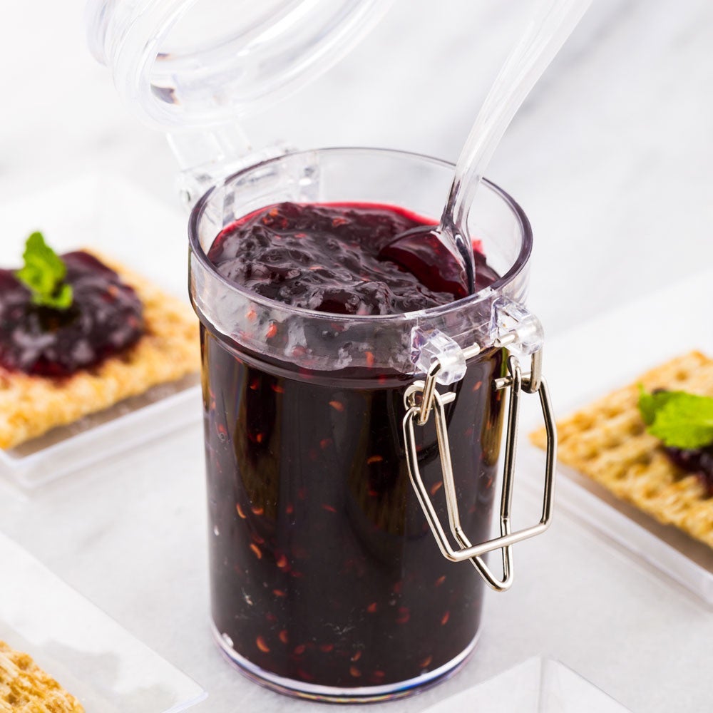 Jars, Mason, 2.7 Ounce, Plastic, with Clamp Lid, 2.7 Ounce,1 - 100 COUNT