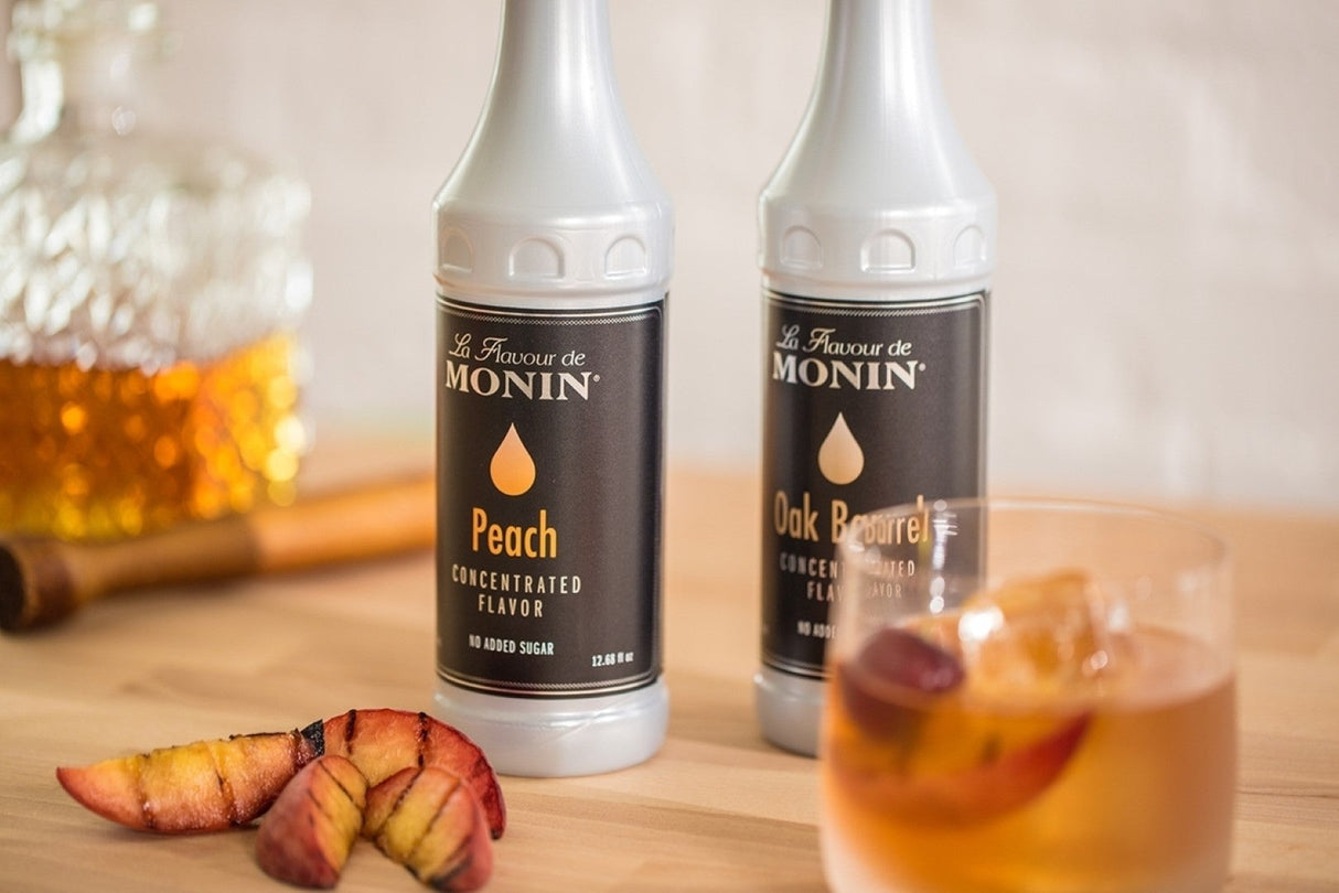 Beverage Syrup, Peach Concentrate, Plastic,4 - 375 ML