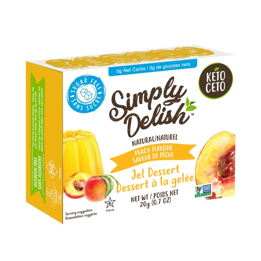 Gelatin Mix, Peach, Plant-Based, Sugar-Free,6 - 0.7 OUNCE