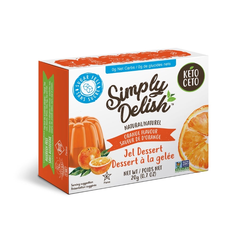 Gelatin Mix, Orange, Plant-Based, Sugar-Free,6 - 0.7 OUNCE