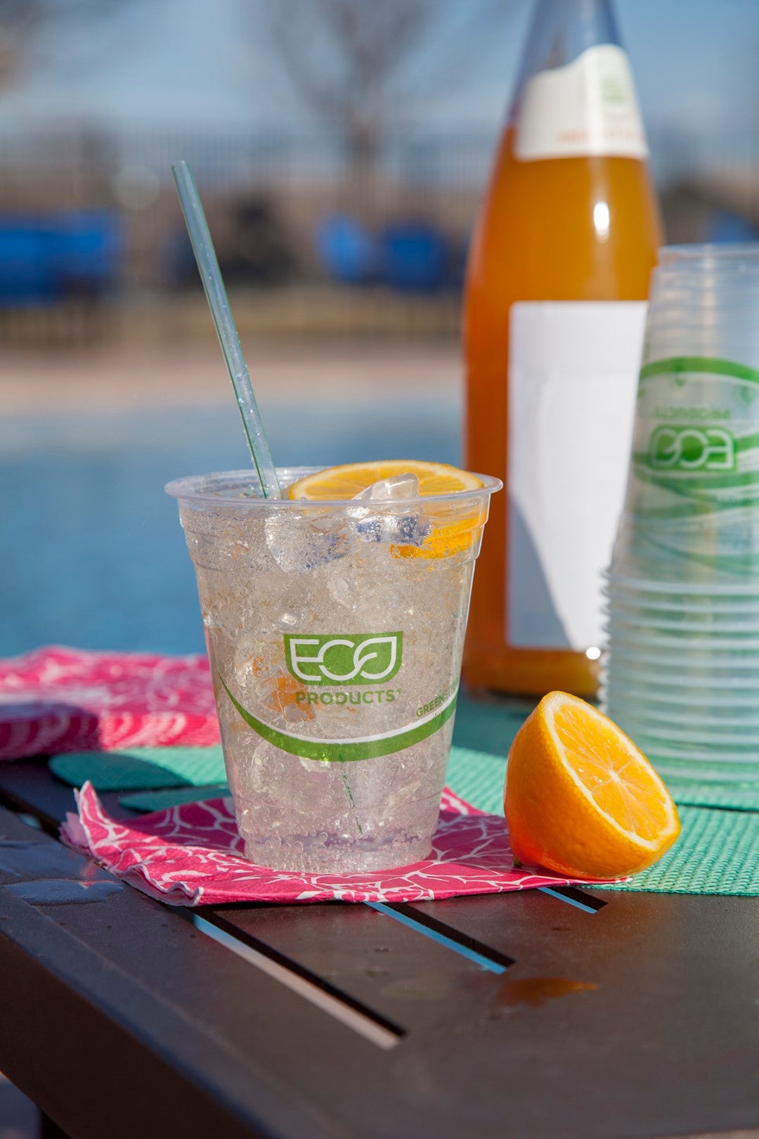 Cups, Cold, 12 Ounce, Plastic, Clear with Green, PLA, Renewable & Compostable,20 - 50 COUNT