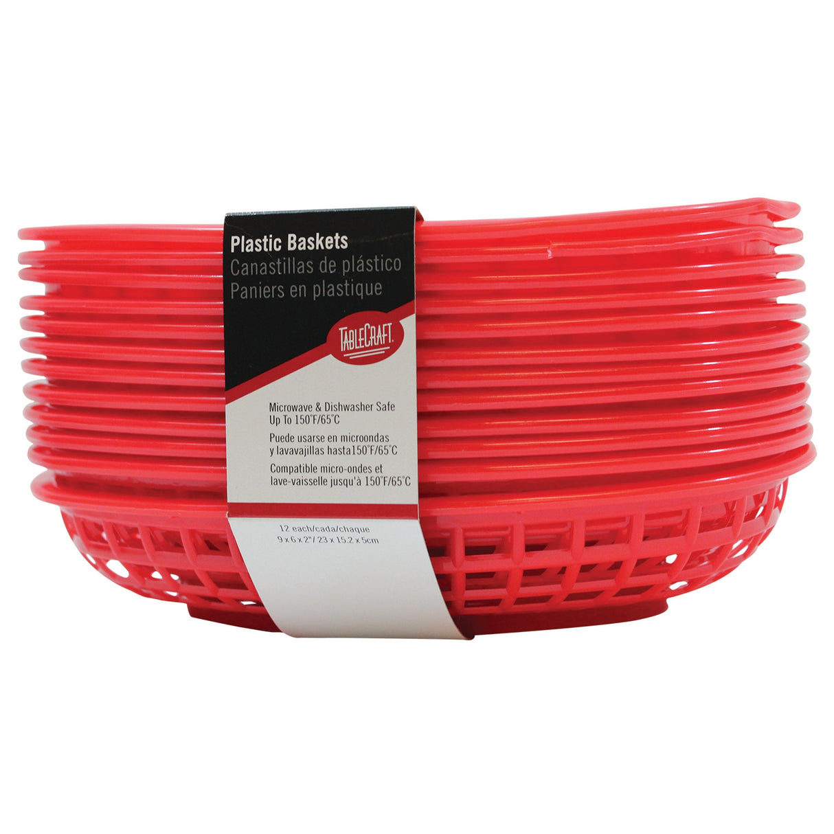 Baskets, Serving, 11.8 x 8.9 x 1.9 Inches, Oval, Red, Plastic, 30727875063749,3 - 12 COUNT