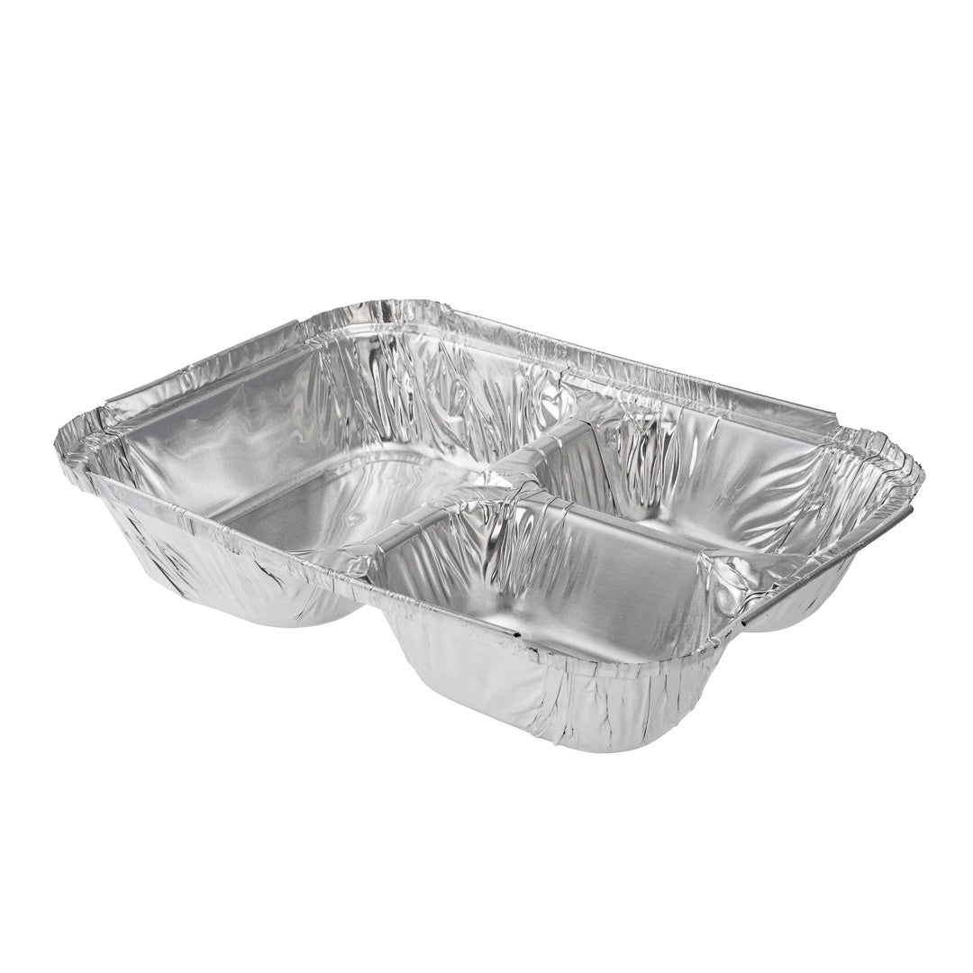 Trays, 3-Compartment Take-Out, 23 Ounce 8.5 x 6.5 x 1.75 Inch, Foil, Rectangle,1 - 100 COUNT