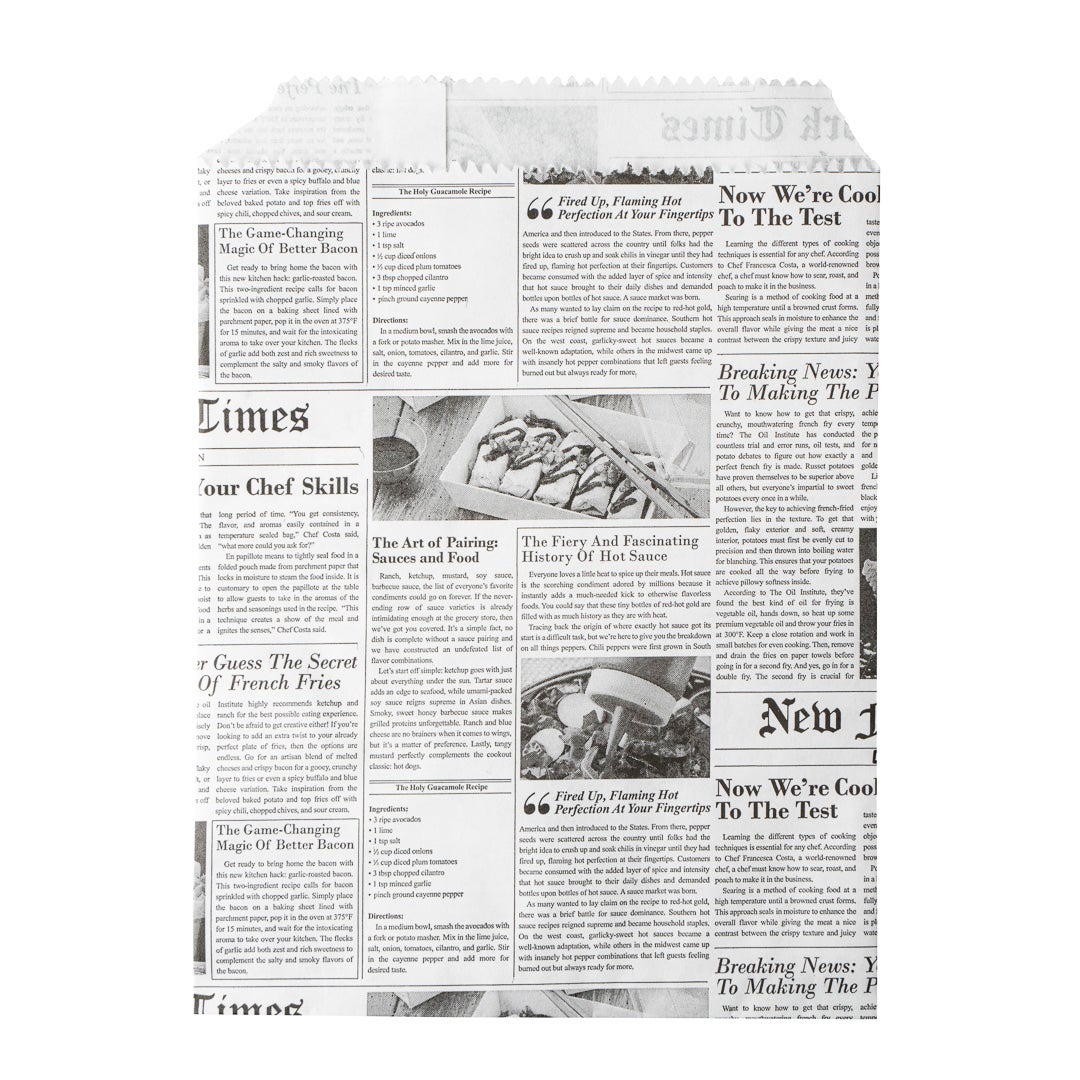 Bags, 7 x 5 Inch, Greaseproof Paper, White, Newsprint,1 - 25 COUNT