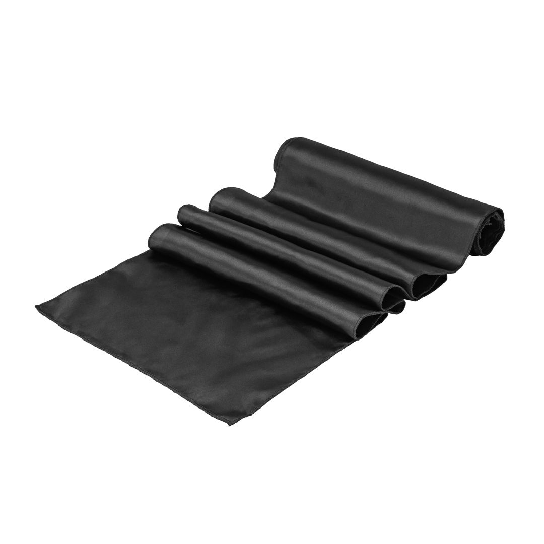 Table Runners, 12 x 108 Inch, Satin, Black,1 - 1 EACH