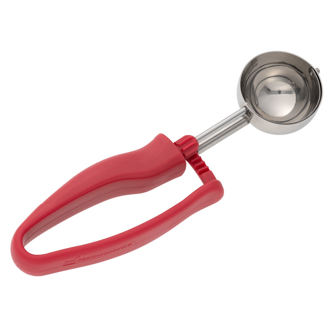 Scoop, Portion, #24, with Red Ambidextrous Handle, Stainless Steel,1 - 1 EACH