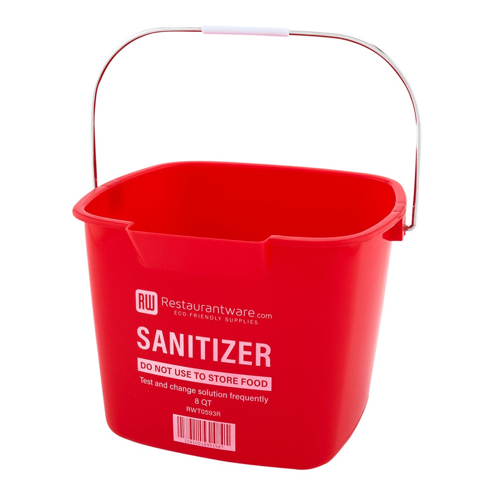 Bucket, Sanitizing, 8 Quart, Red, Plastic,1 - 10 COUNT
