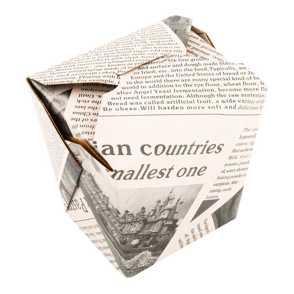 Containers, Noodle Take-Out, 26 Ounce, Paper, Newsprint, Square,1 - 25 COUNT