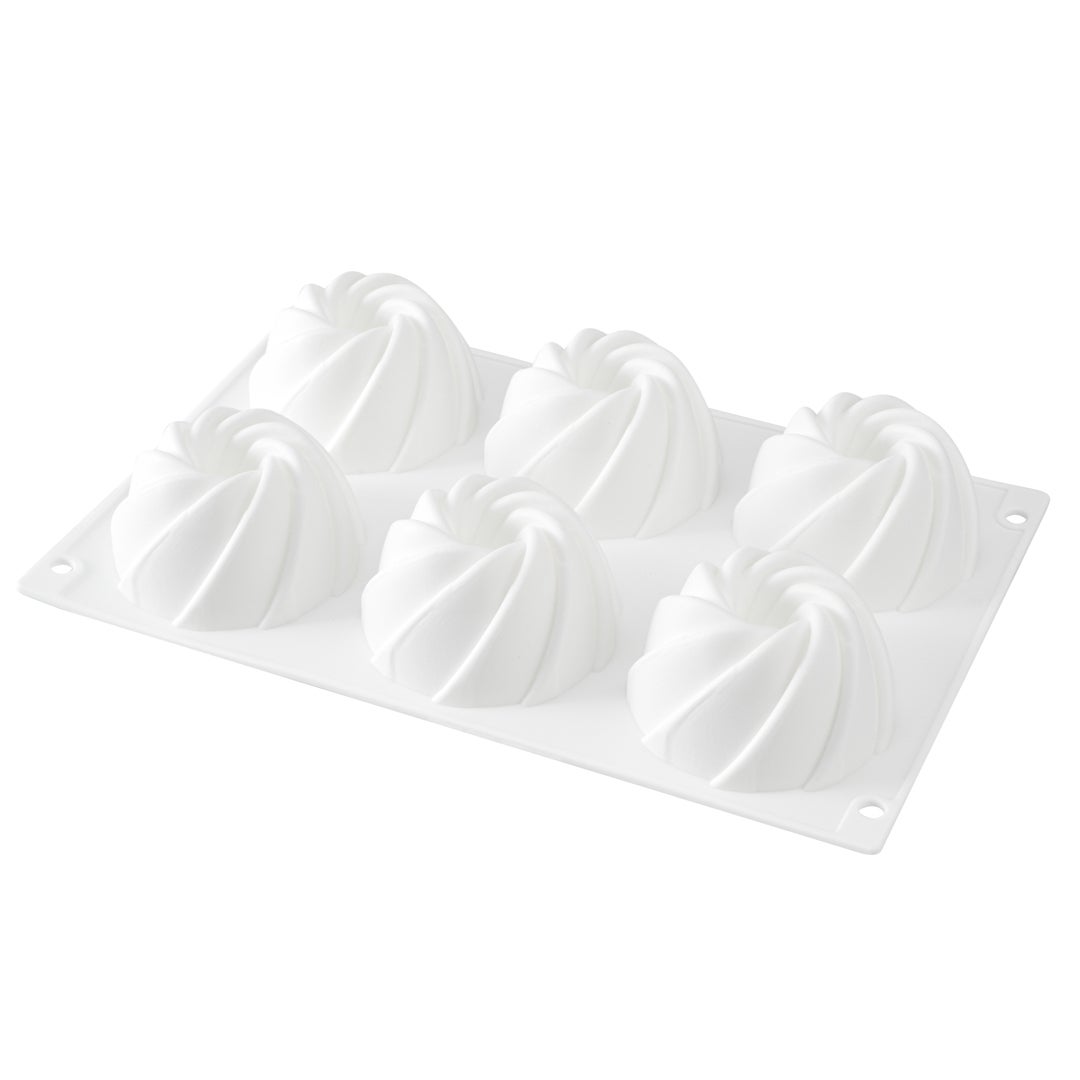 Molds, Baking, 6-Compartment, Mini Bundt Cake, White, Silicone,1 - 10 COUNT