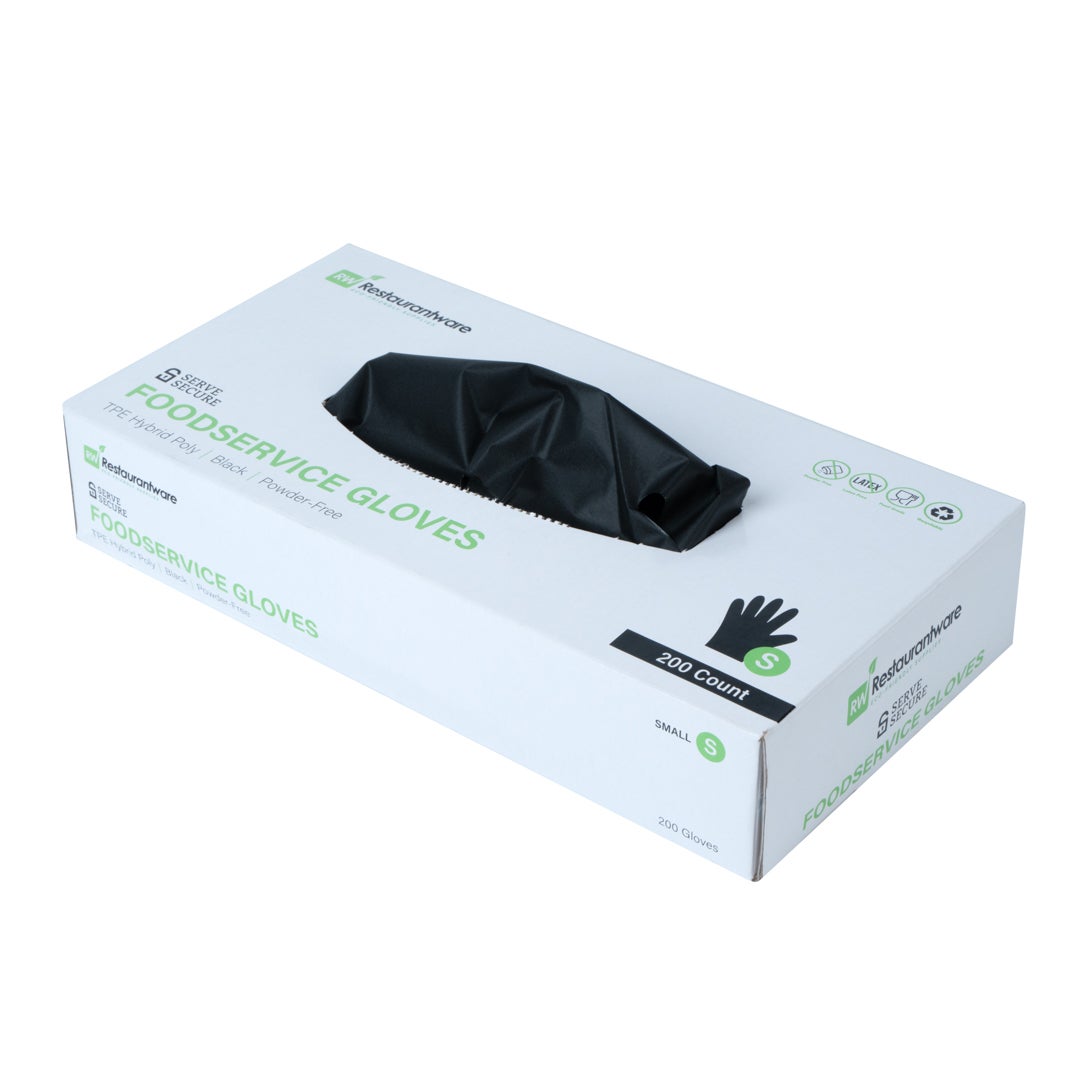 Gloves, Poly, Small, Powder-Free, Black, TPE Hybrid,1 - 1000 COUNT