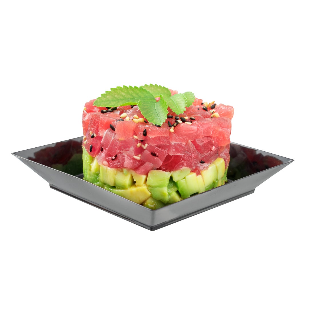 Plates, 4 Inch, Plastic, Black Modern, Square,1 - 20 COUNT