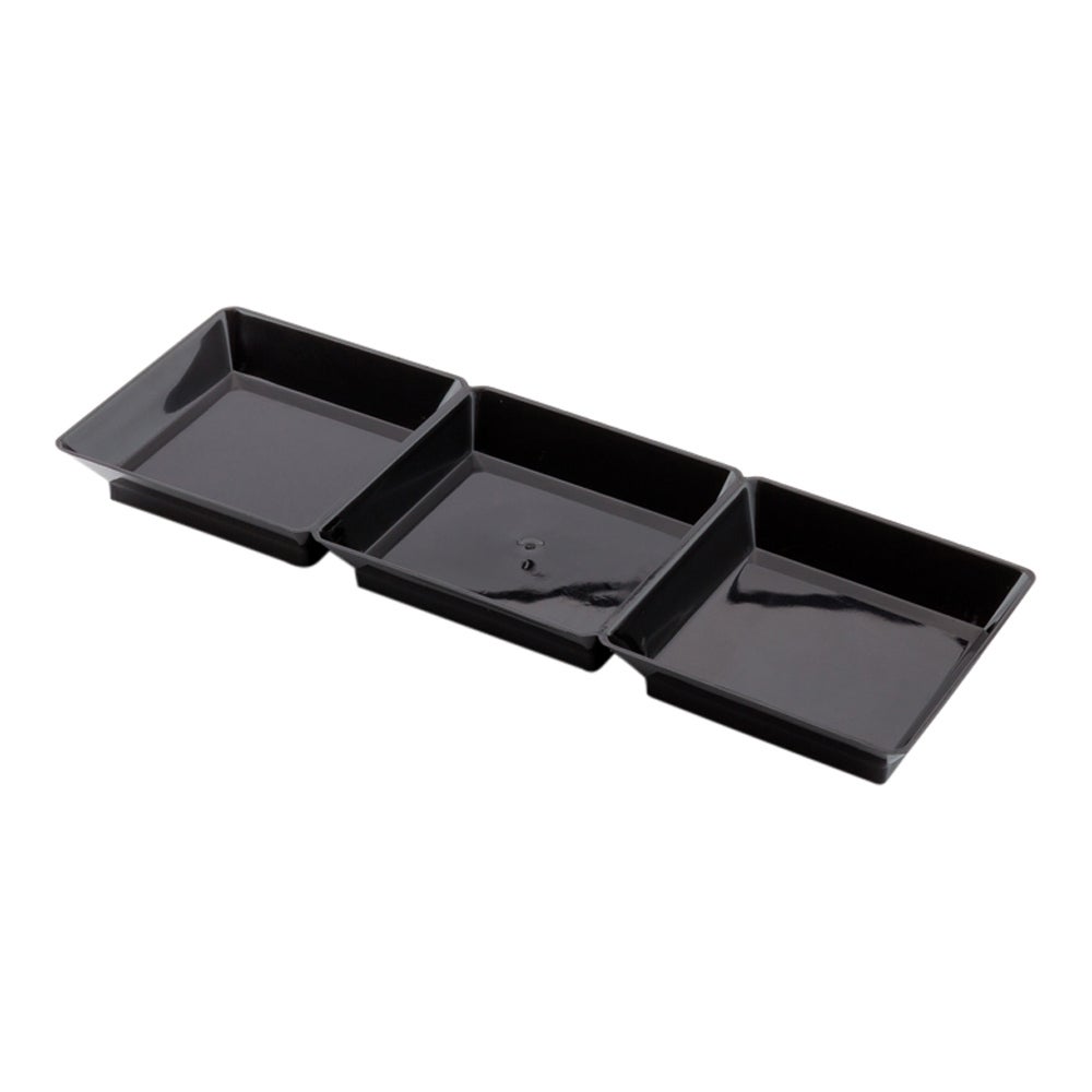 Plates, 3 Compartment, 7.5 x 2.5 Inch, Plastic, Black Terzetto,1 - 20 COUNT