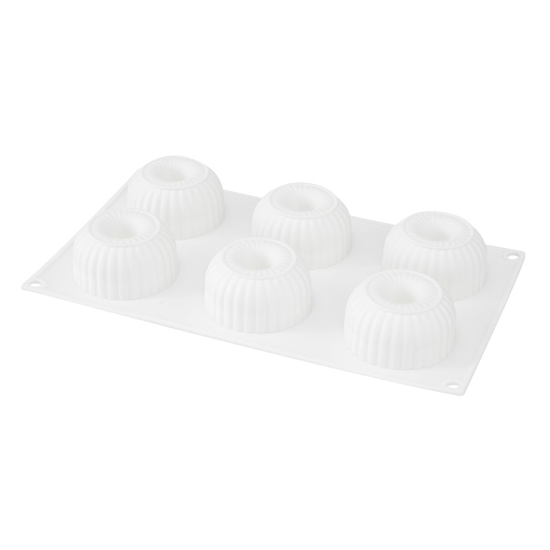Molds, Baking, 6-Compartment, Ridged Donut, White, Silicone,1 - 10 COUNT